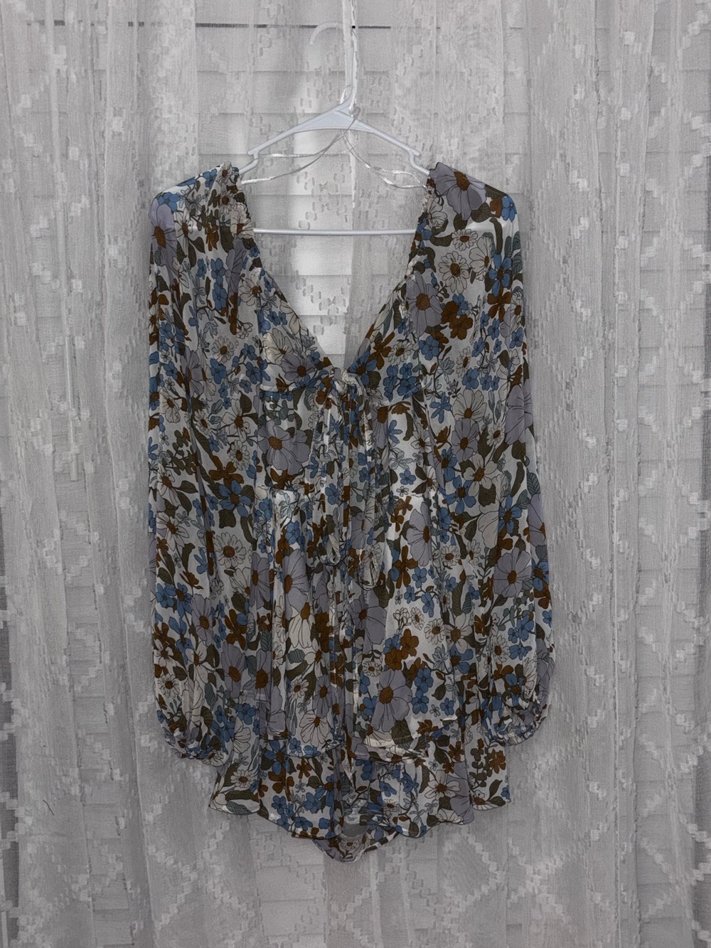 HYFVE Floral V-Neck Long Sleeve Romper